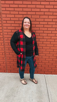 Donna Plaid Cardigan: Red & Black