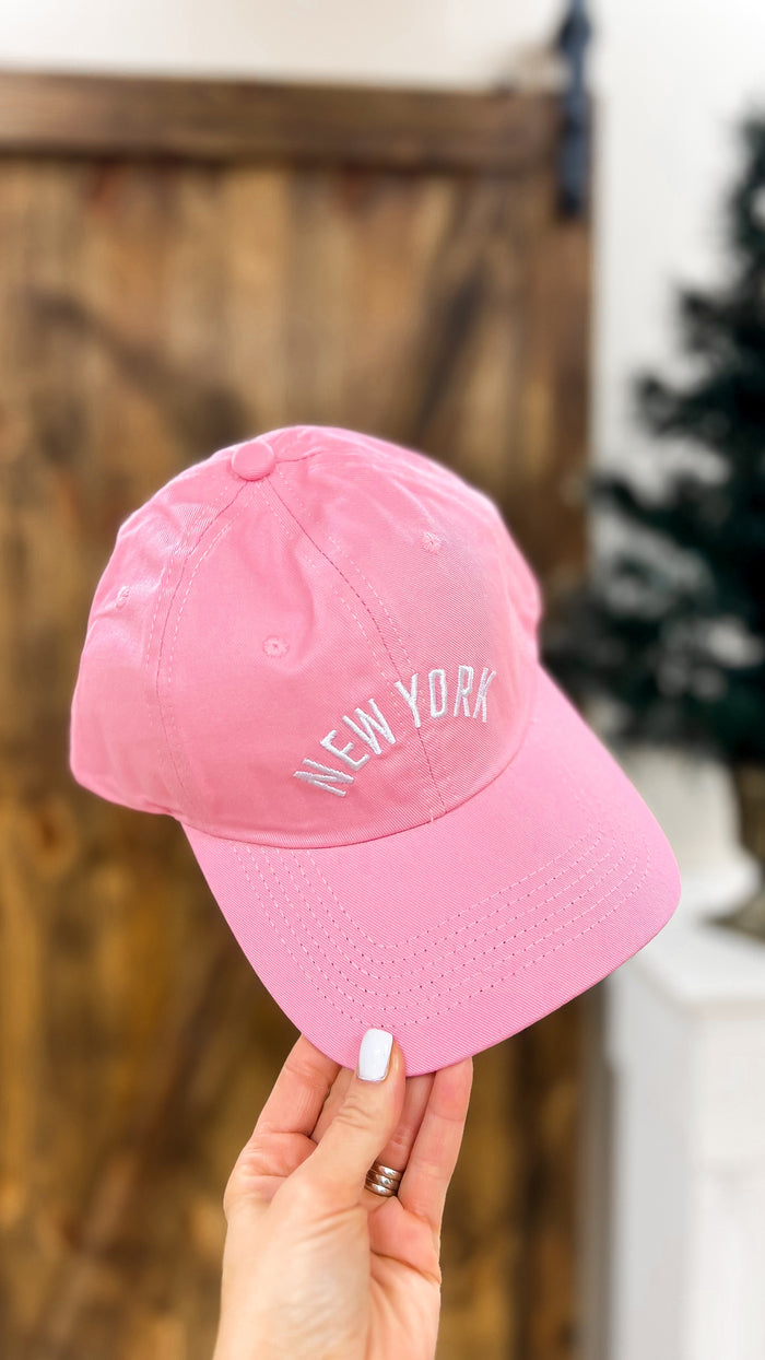 New York Baseball Hat: Pink