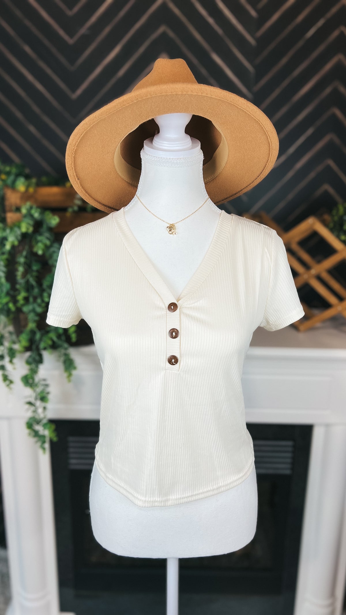 Samantha Ribbed Tee: Ivory