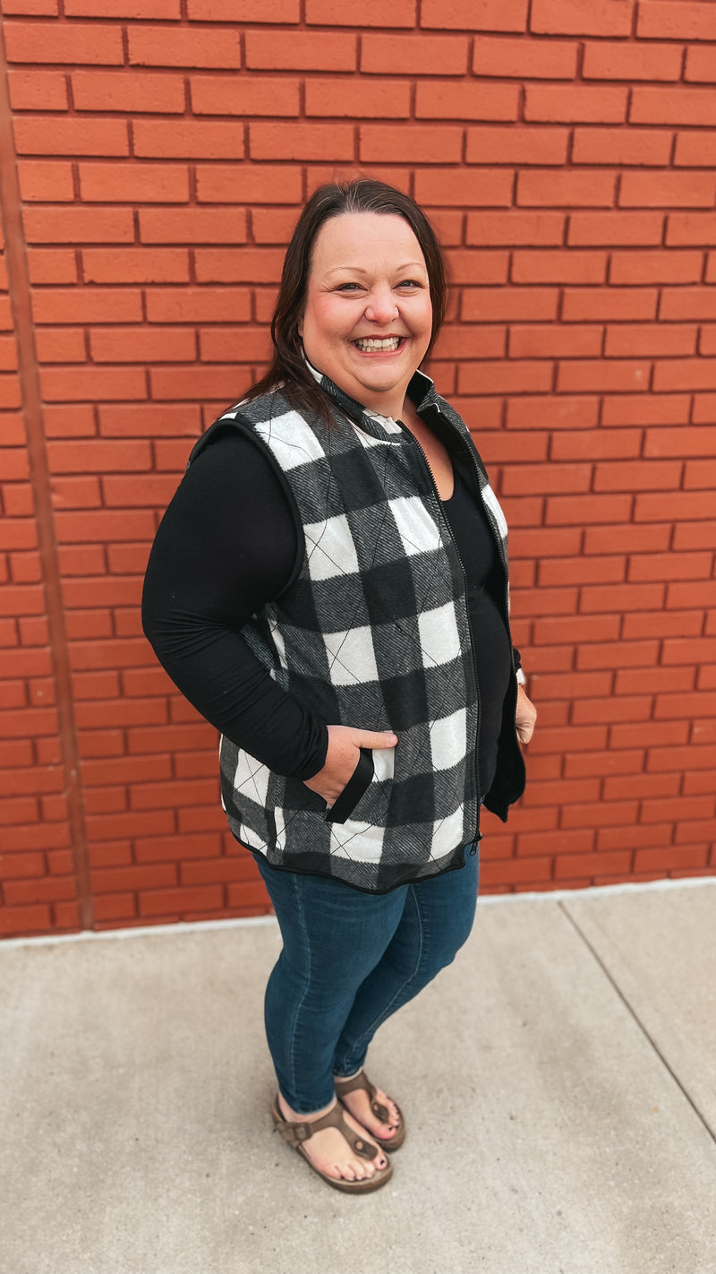 Heather Plaid Quilted Vest