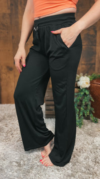 black ribbed lounge pants