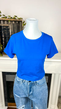 Shannon Crop Tee: Blue