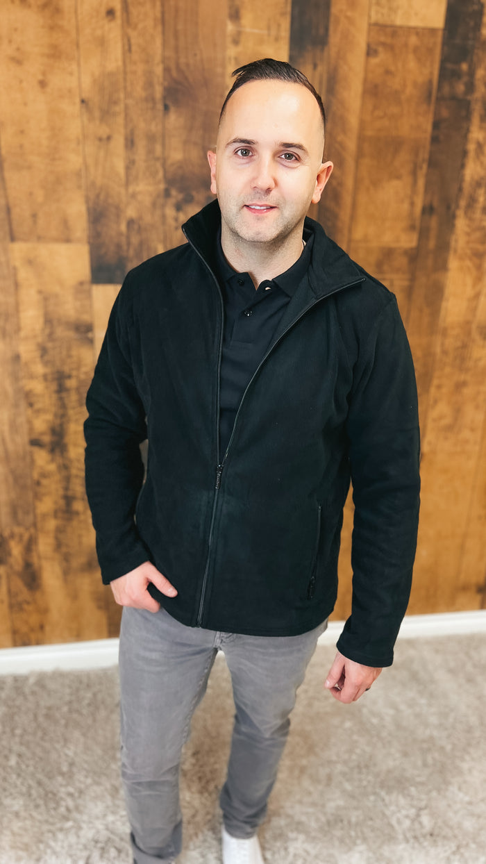 Kyle Fleece Zip Up Jacket: Black