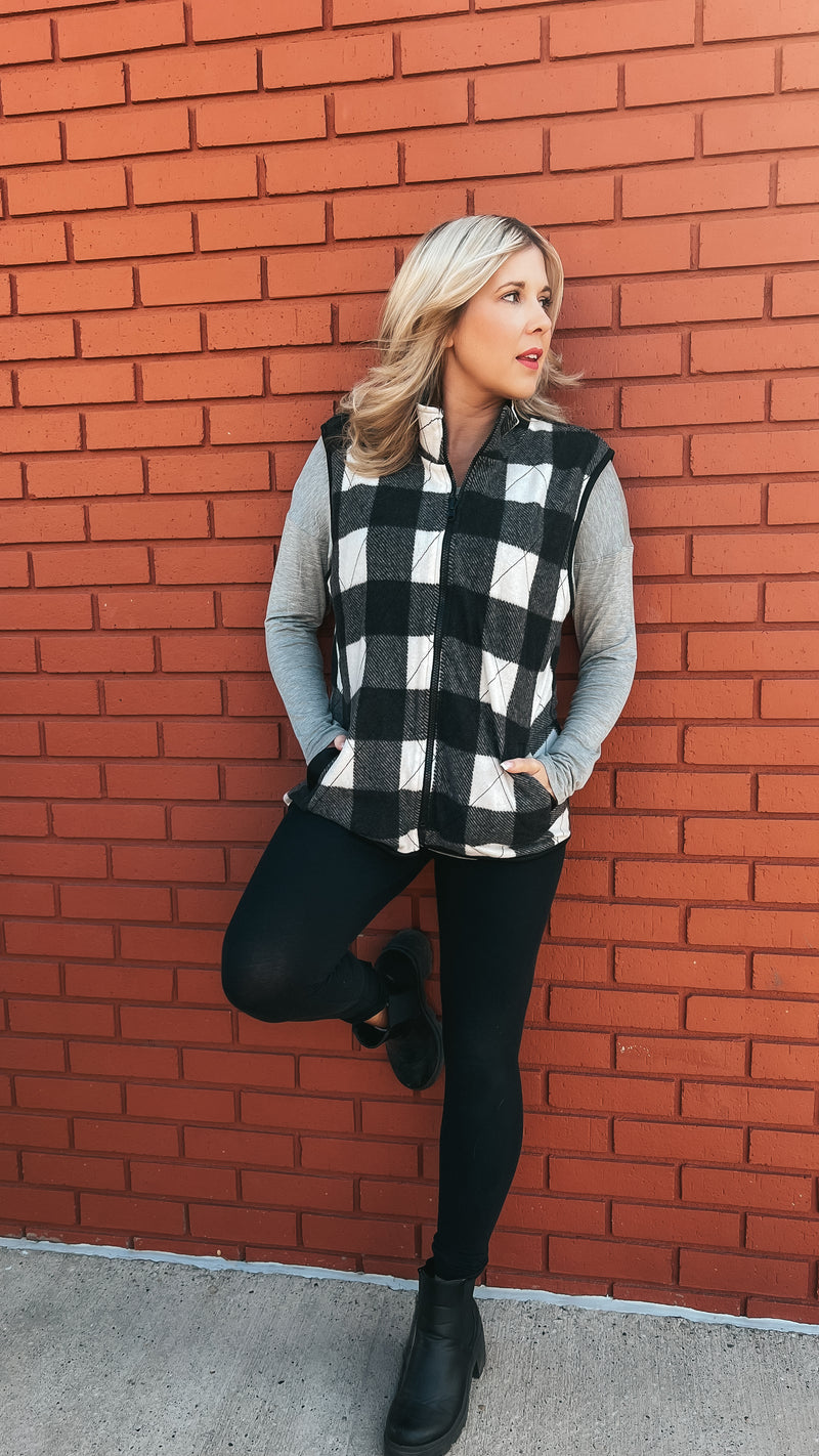 Heather Plaid Quilted Vest