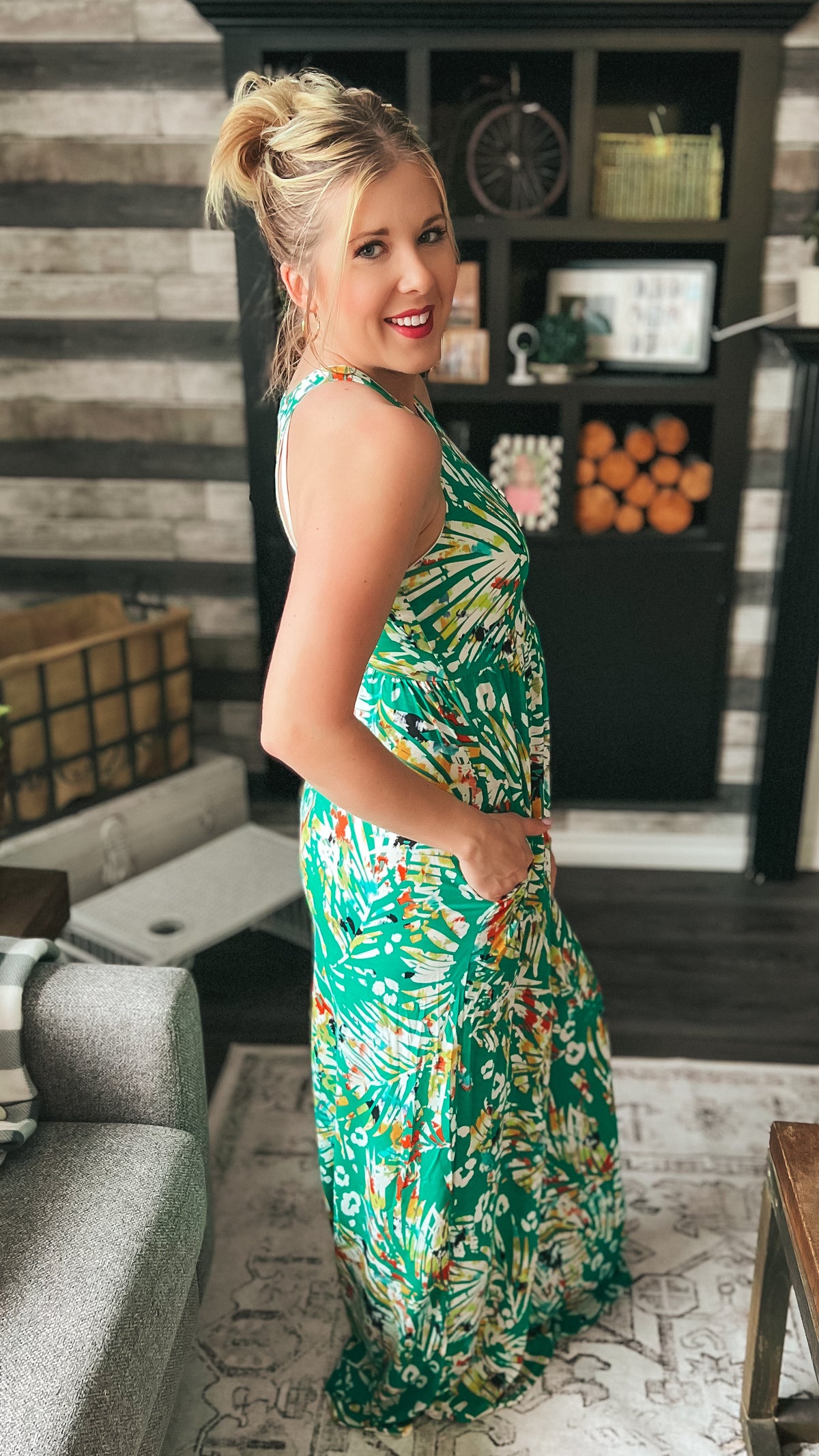 Madison Maxi Dress: Green Mix