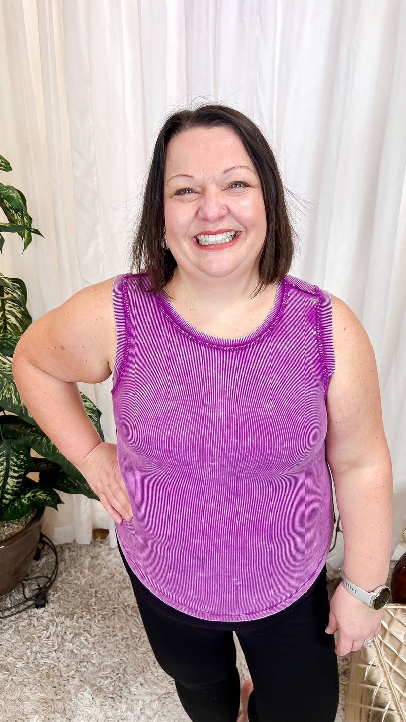 Alexis Ribbed Tank Top: Light Plum