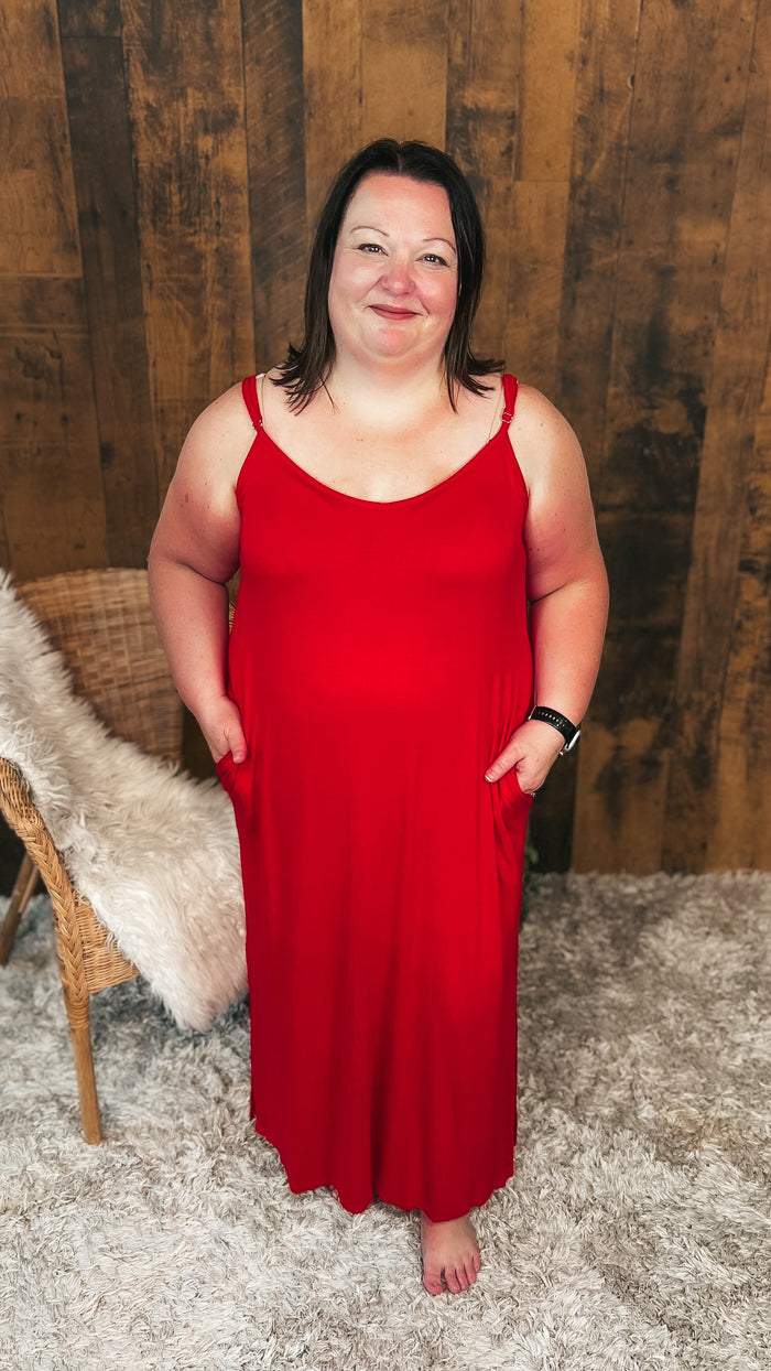 Michelle Tank Top Midi Dress: Red
