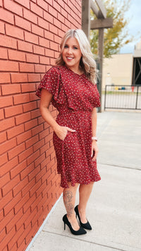 Christine Floral Dress: Burgundy *SALE*