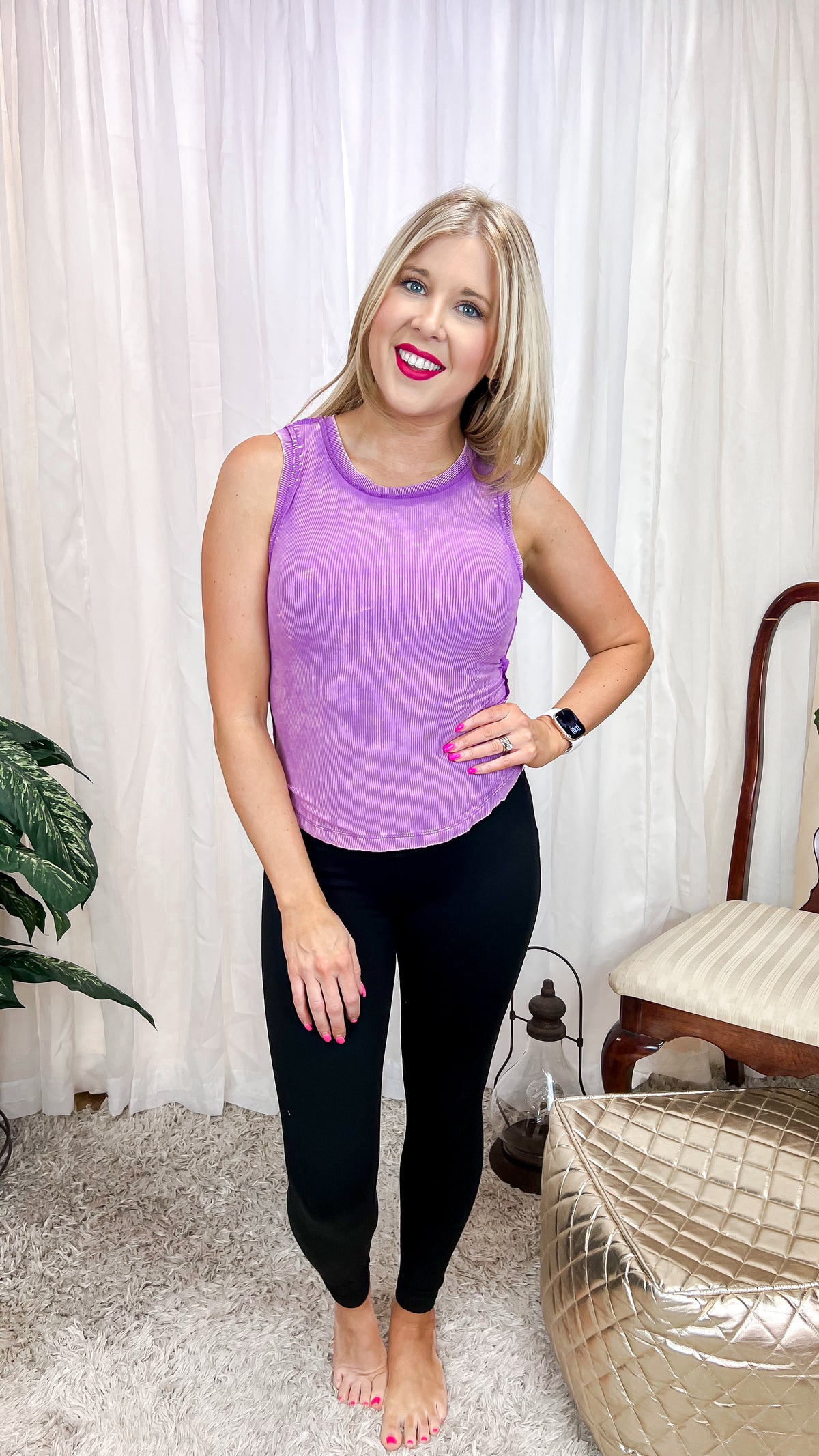 Alexis Ribbed Tank Top: Violet