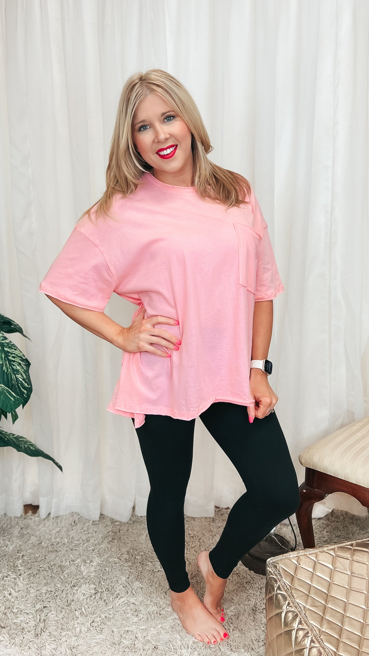 Mia Oversized Tee: Pink