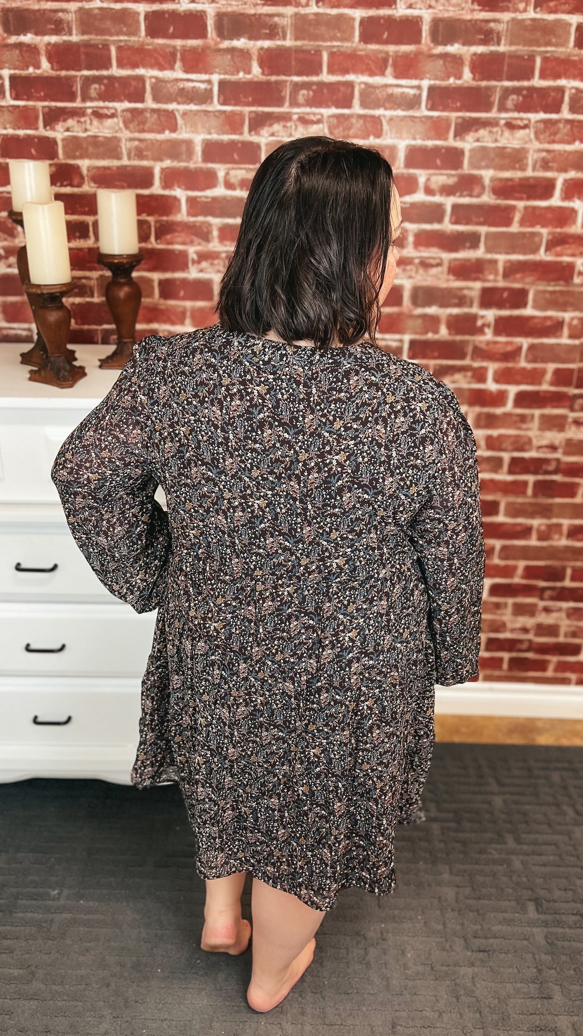 Ashley Floral Dress: Brown