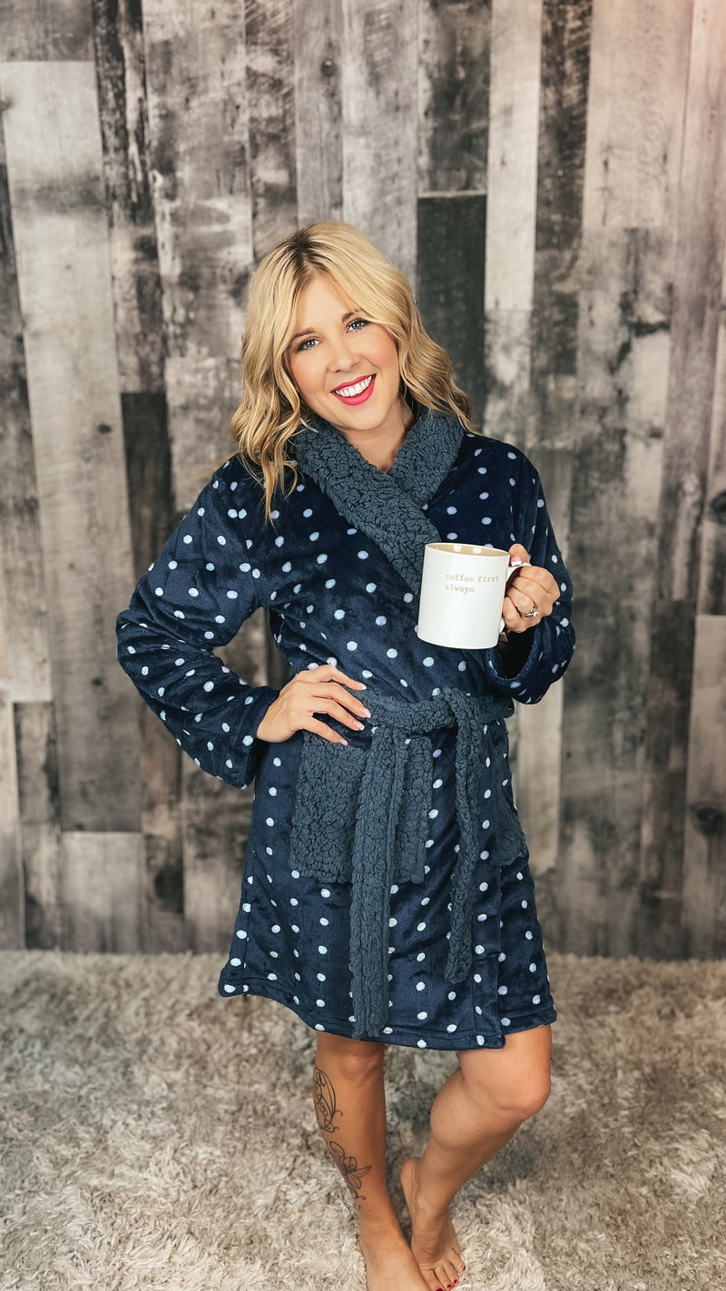 Trista Belted Robe: Navy