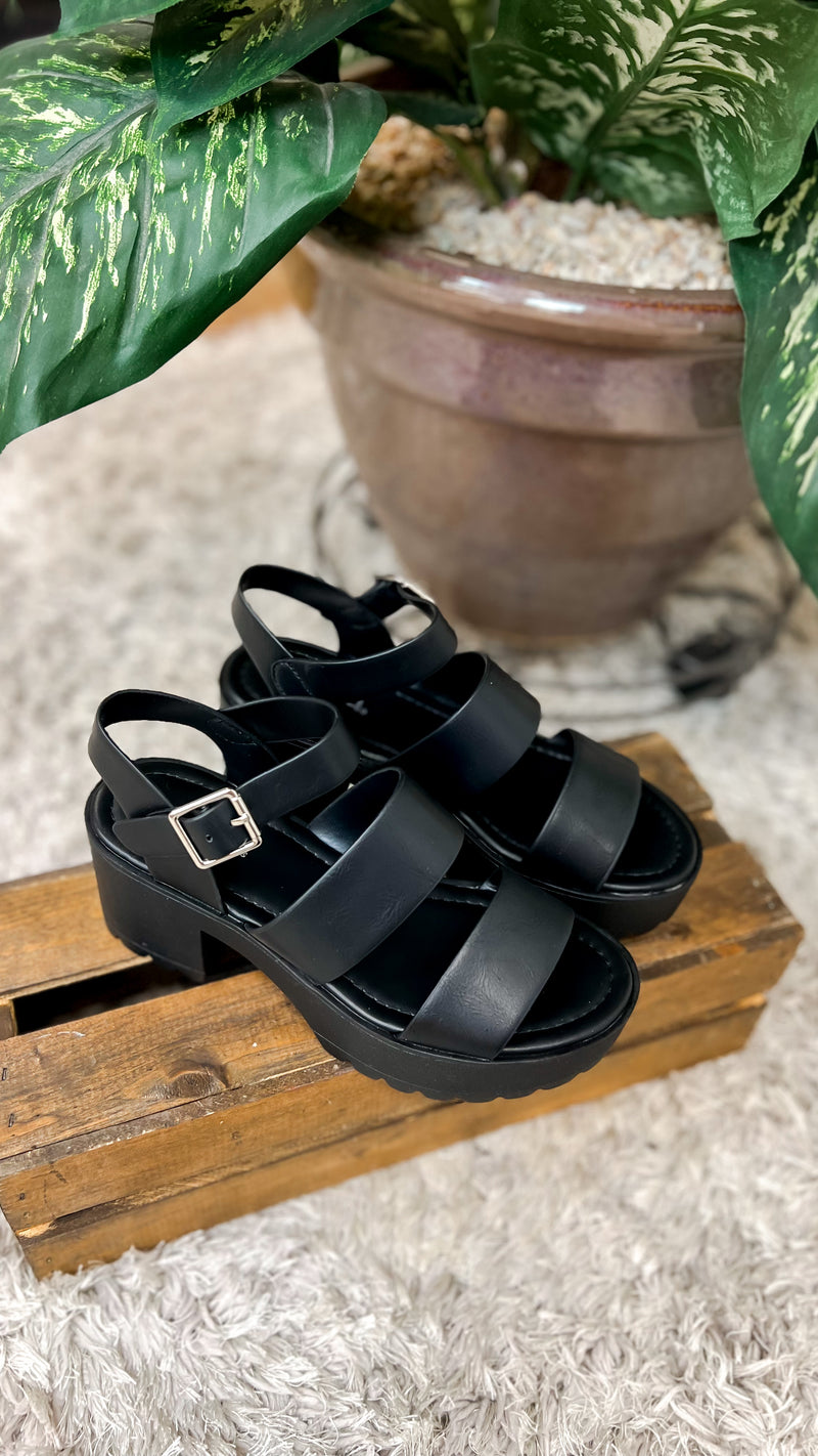 Cher Chunky Heel Sandal: Black