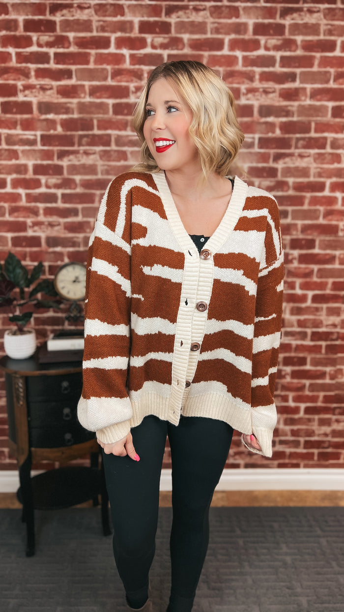 Lea Zebra Knit Cardigan