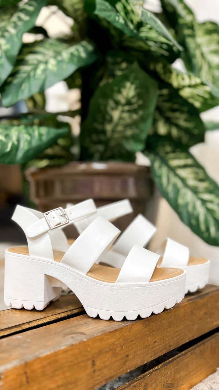 Cher Chunky Heel Sandal: White