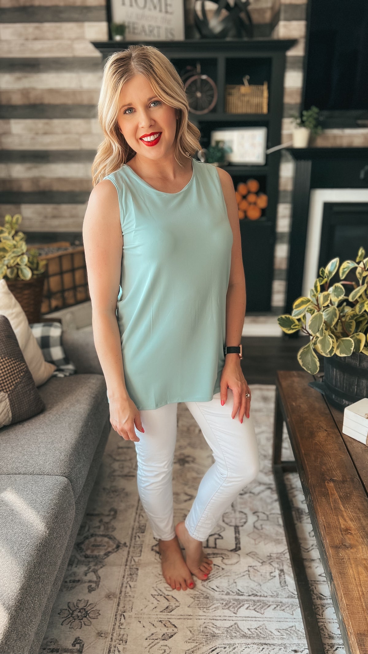 Janie Tank Top: Mint