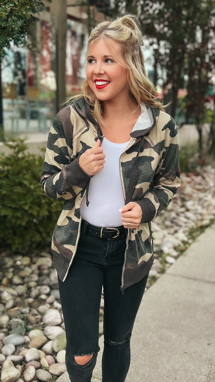 Andrea Camo Zip Hoodie