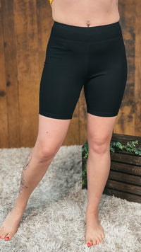 Black cotton biker shorts