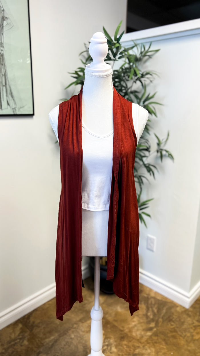 Lorraine Vested Cardigan: Rust * AS IS SALE *