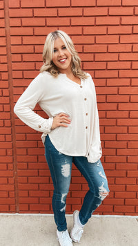 Karen Faux Button Down Shirt: Oatmeal