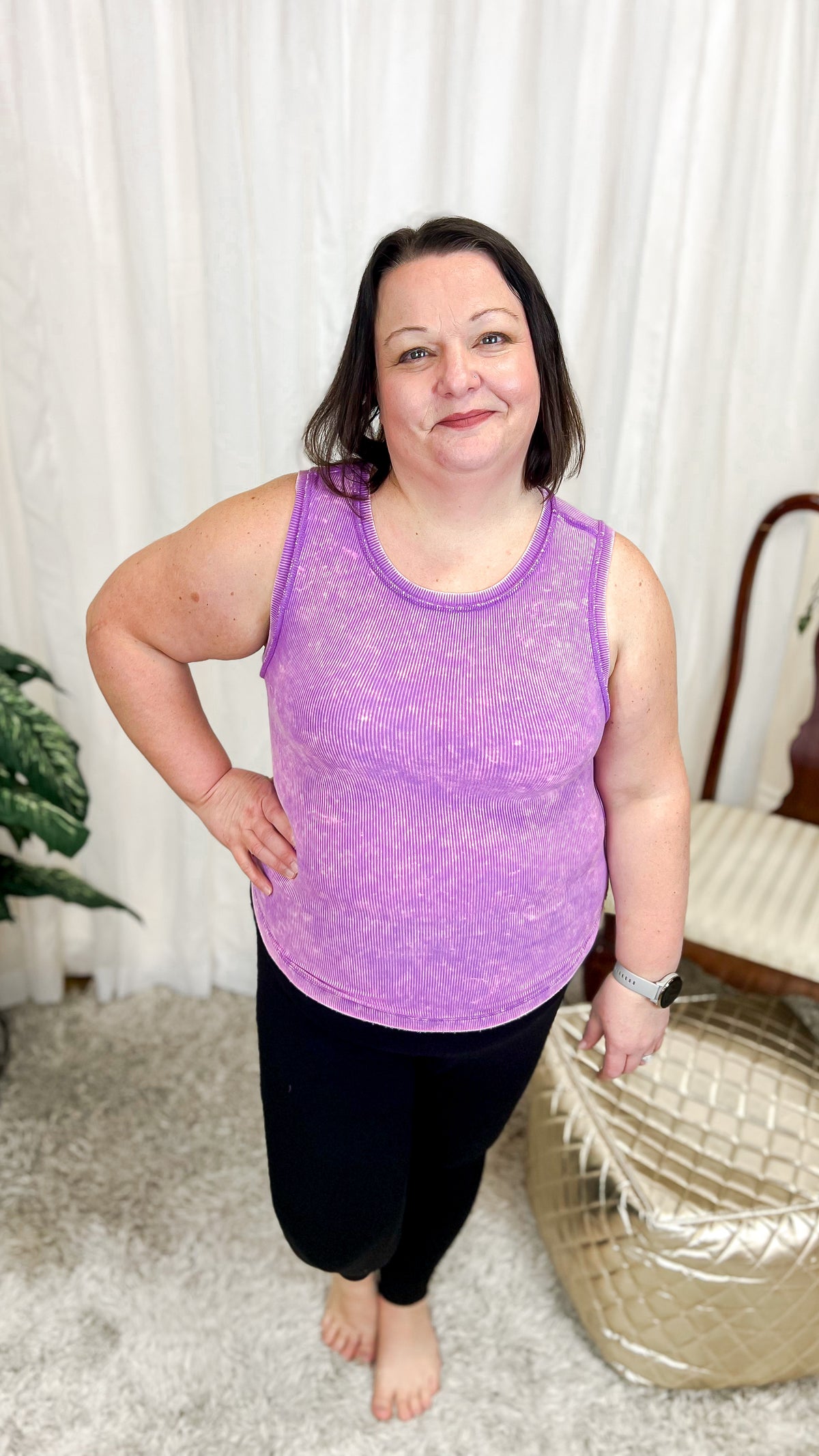 Alexis Ribbed Tank Top: Violet