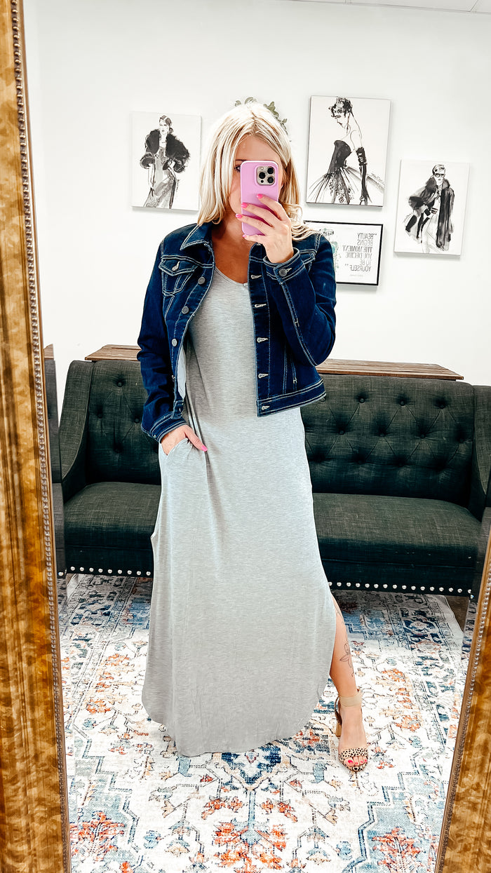 Stacey Short Sleeve Maxi Dress: Grey