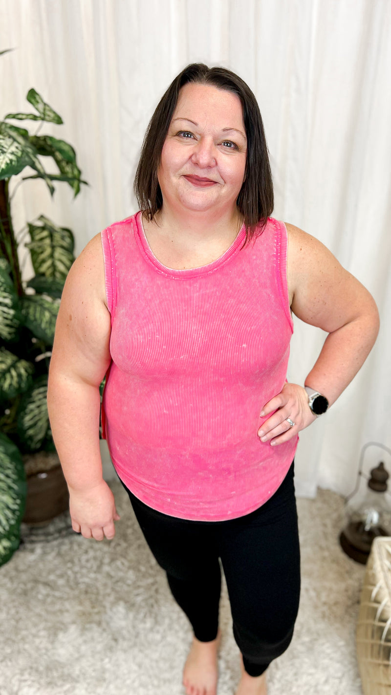 Alexis Ribbed Tank Top: Fuchsia