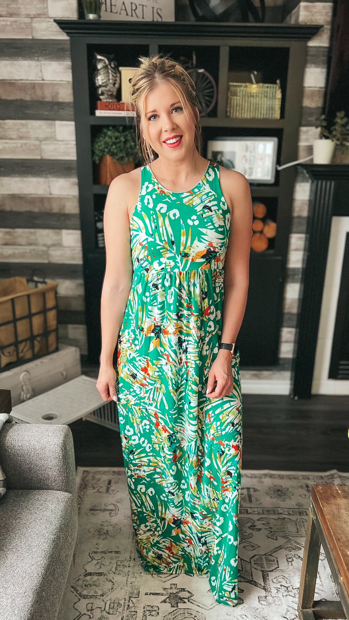 Madison Maxi Dress: Green Mix