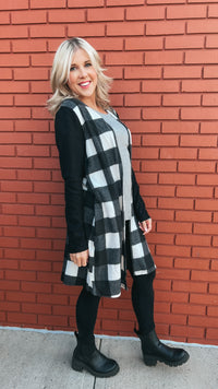 Donna Plaid Cardigan: Ivory & Black