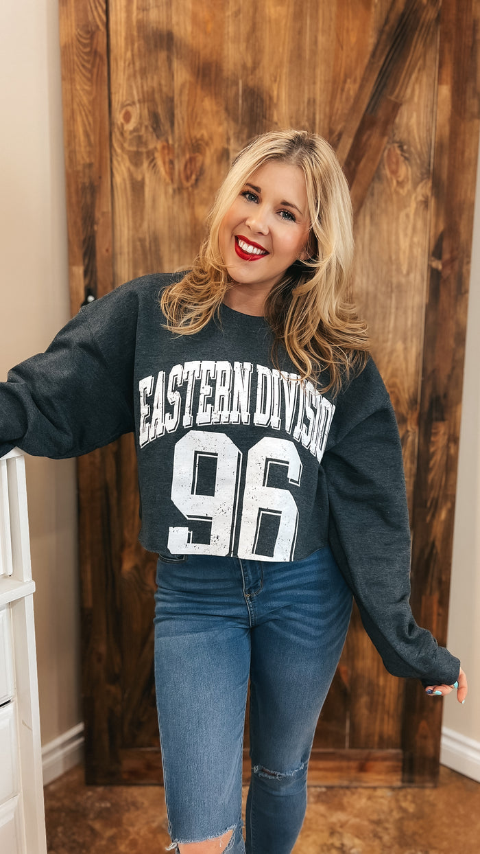 Eastern Division | Crop Graphic Sweatshirt | Grey