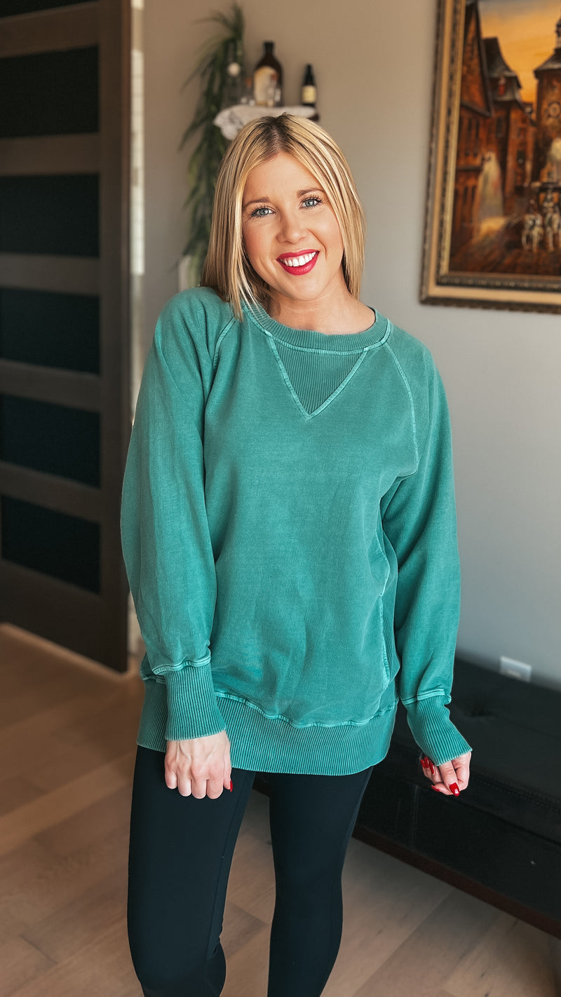 Lori Pocket Sweater: Dark Green