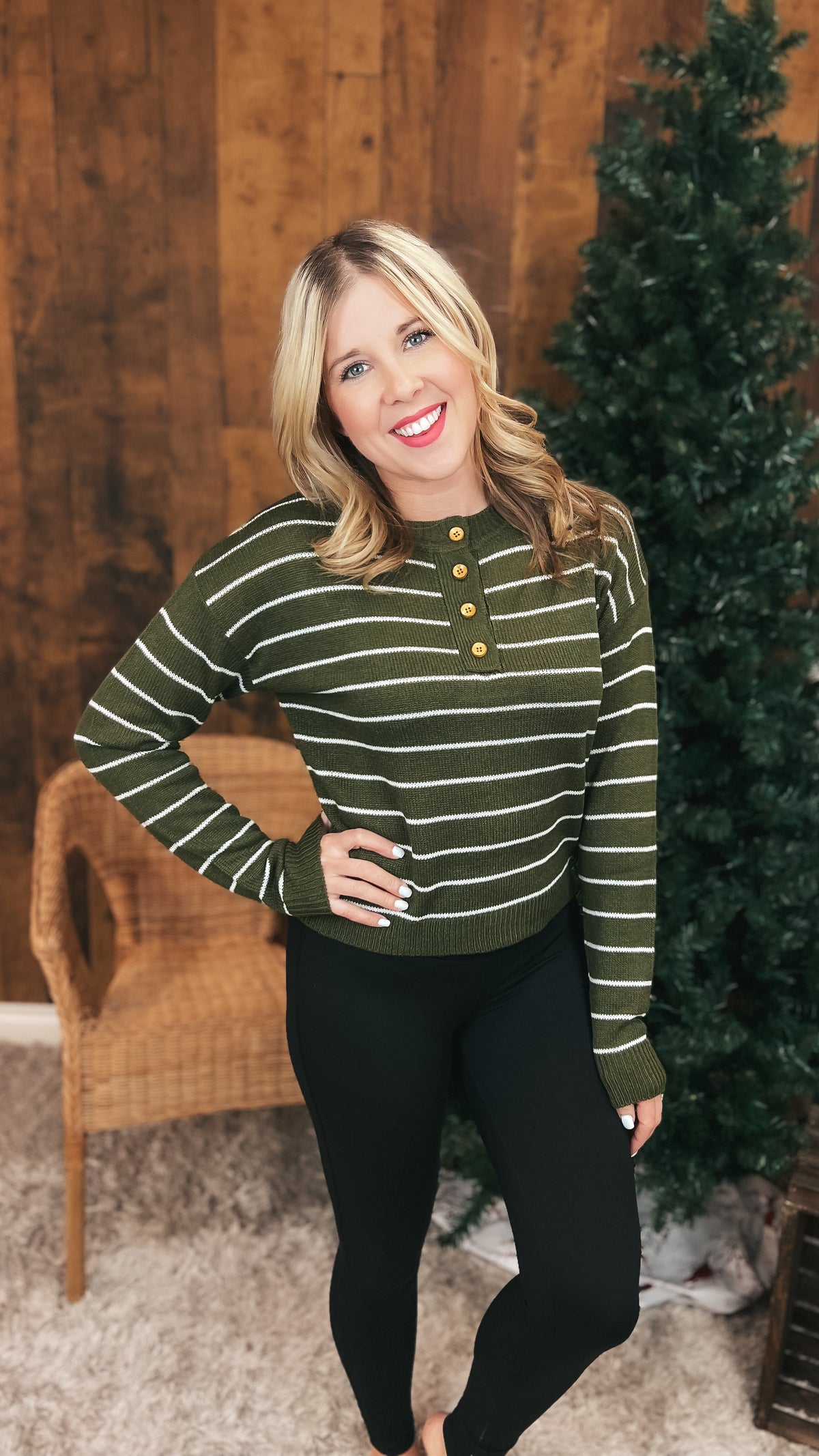 Danielle Stripe Sweater: Green