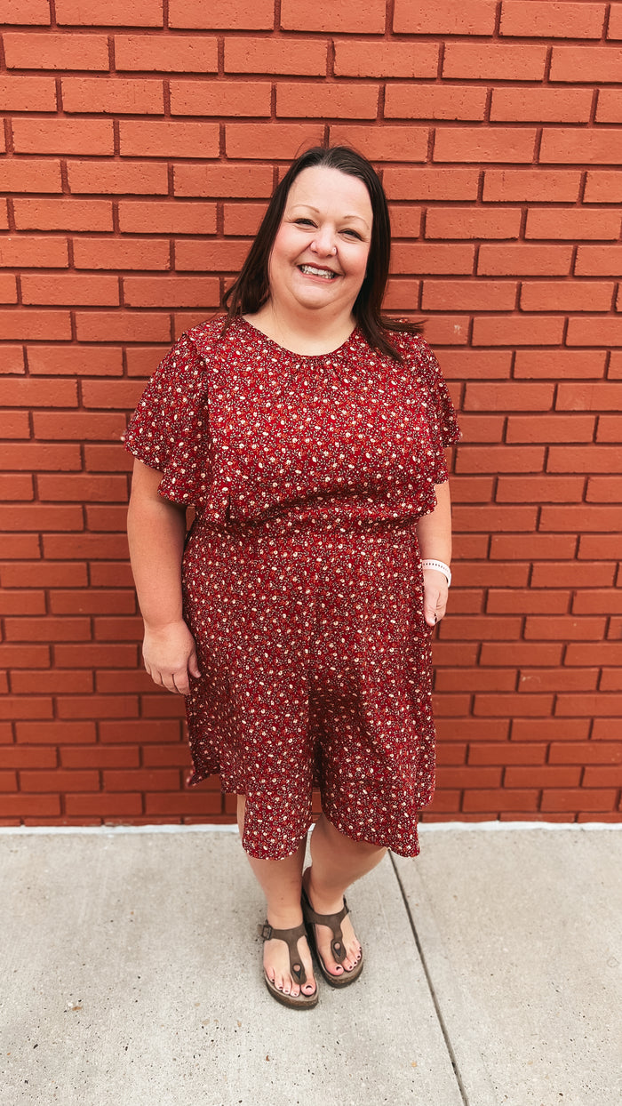 Christine Floral Dress: Burgundy