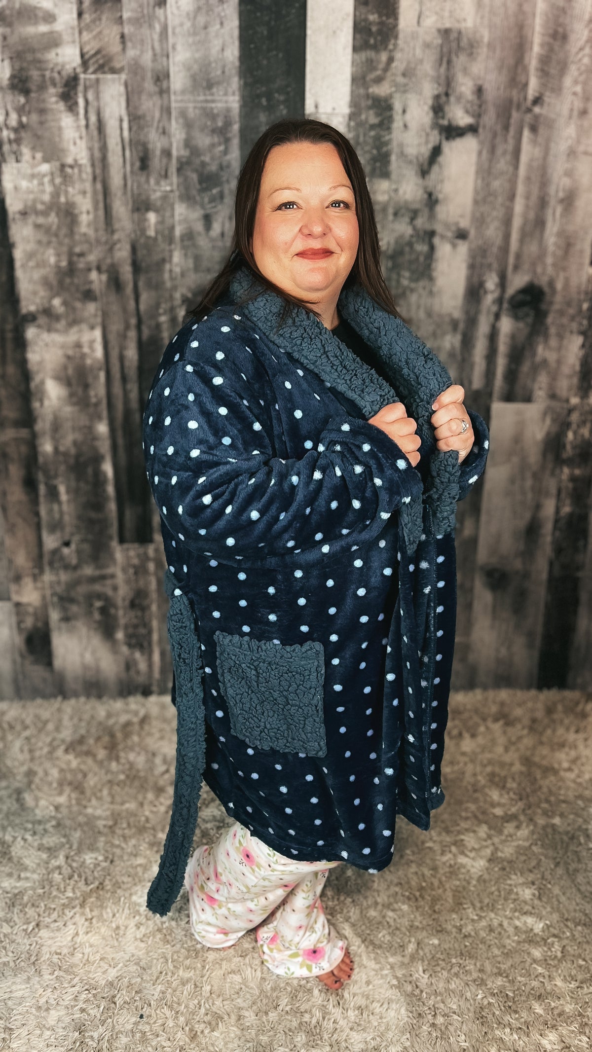 Trista Belted Robe: Navy