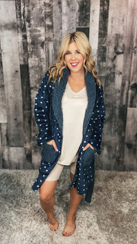 Trista Belted Robe: Navy