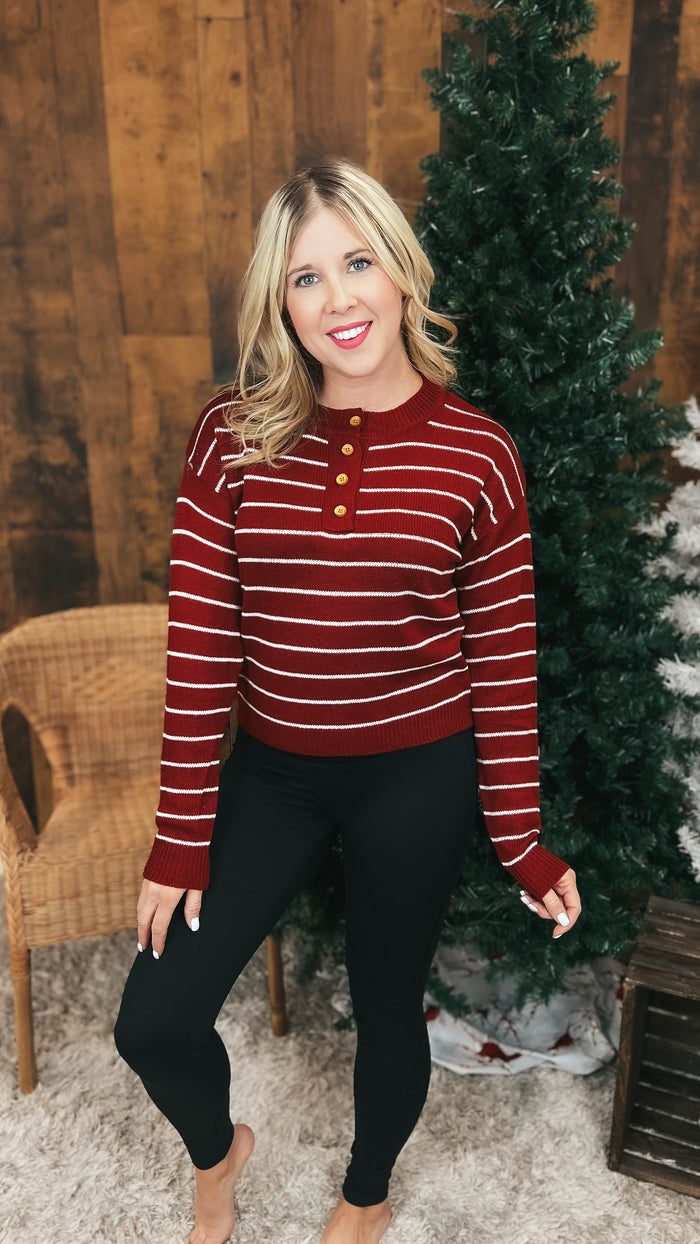 Danielle Stripe Sweater: Red