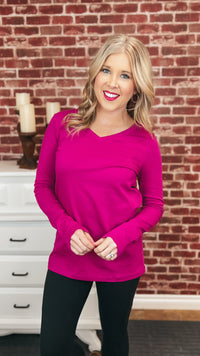 Layne Long Sleeve Top: Magenta