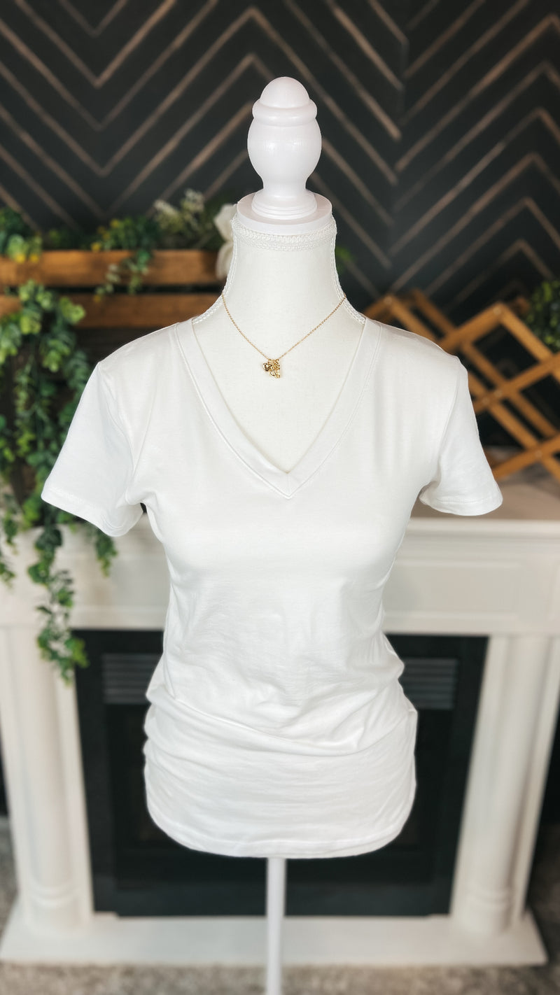 Becca V-Neck Tee: White