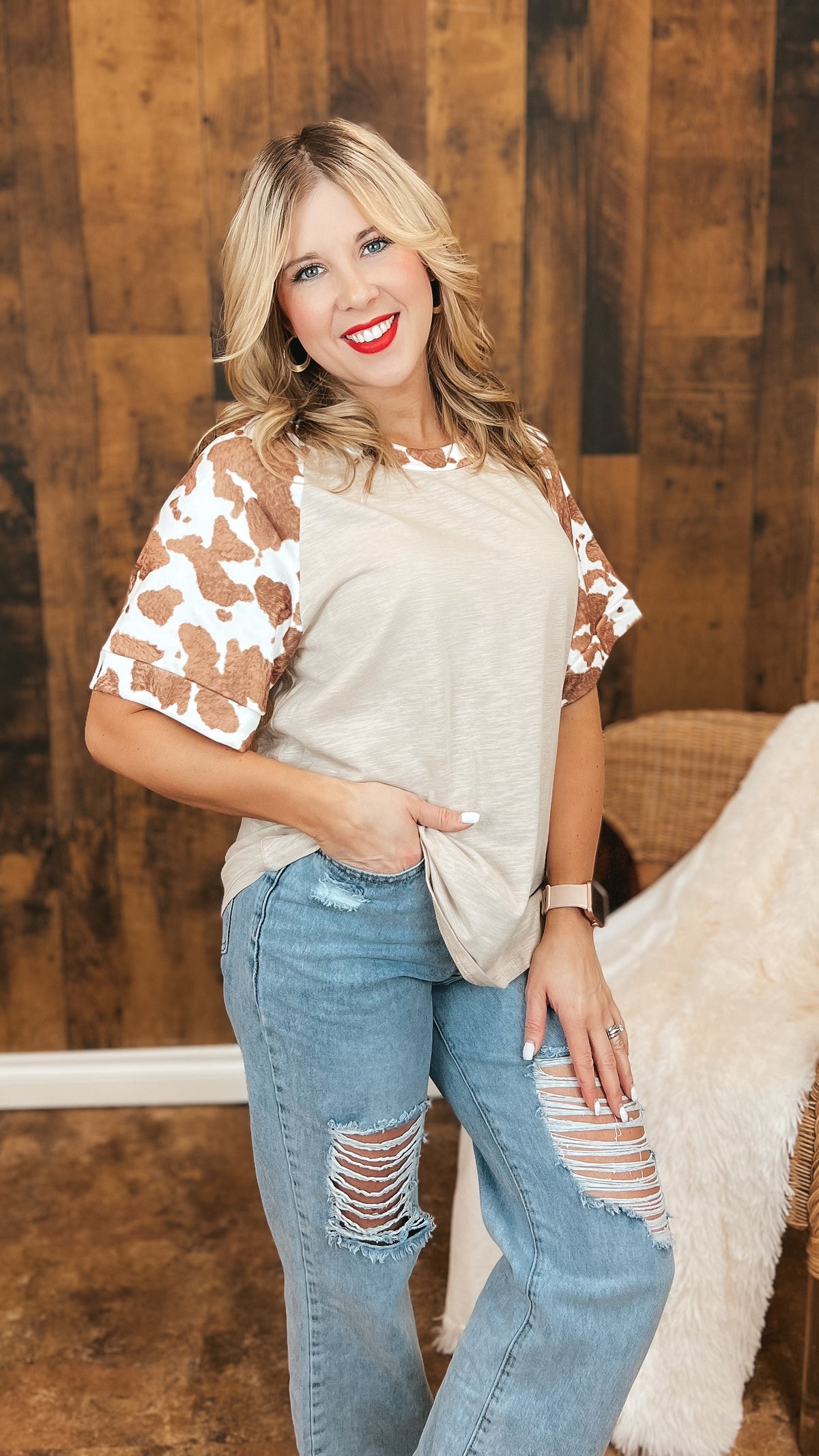 Vanessa Animal Print Sleeve Top