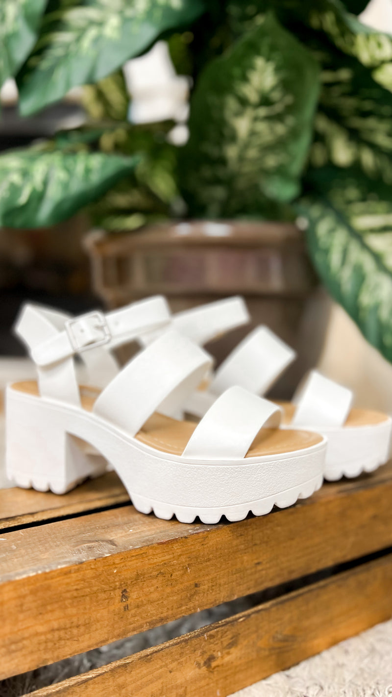 Cher Chunky Heel Sandal: White