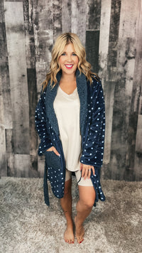 Trista Belted Robe: Navy