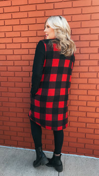 Donna Plaid Cardigan: Red & Black