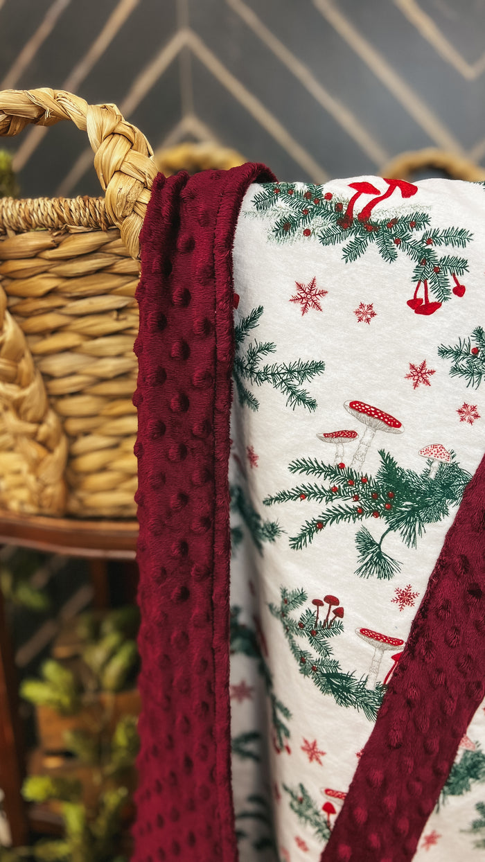 Mama Made It- Sleepy Snuggle Blanket: Burgundy Holly