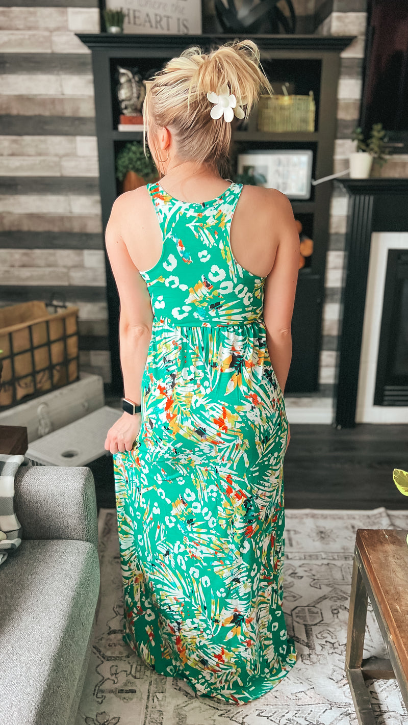 Madison Maxi Dress: Green Mix