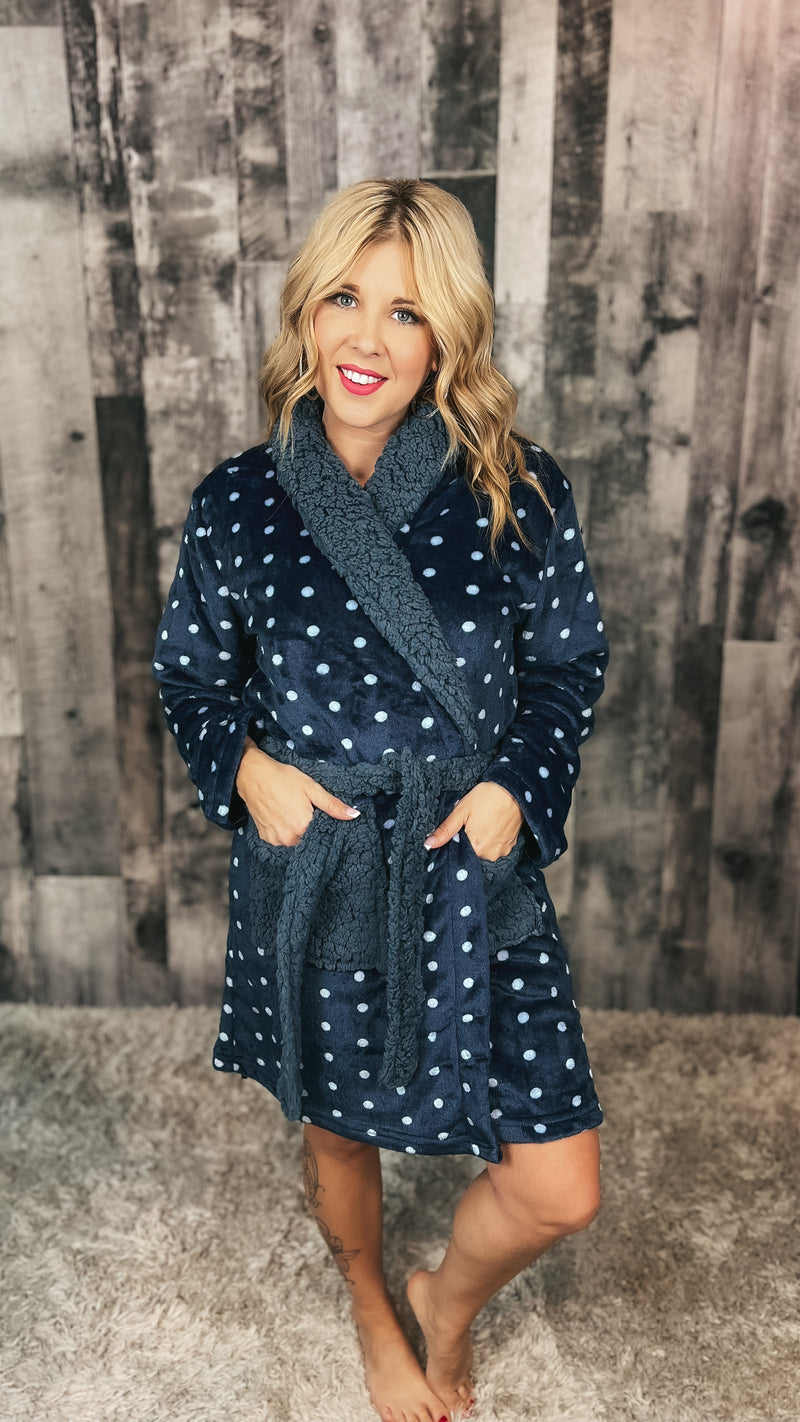 Trista Belted Robe: Navy