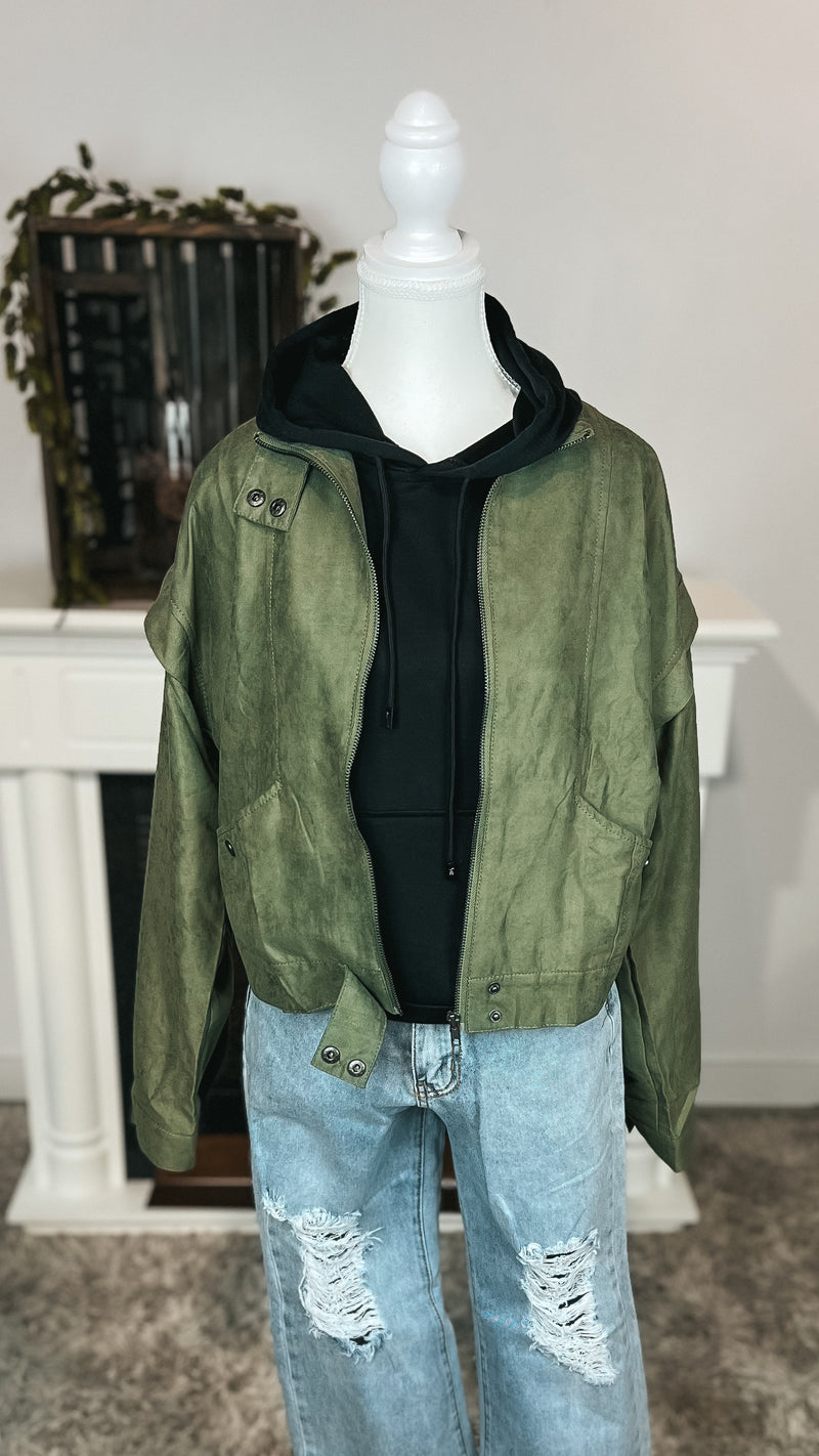 Melissa Moto Jacket: Olive