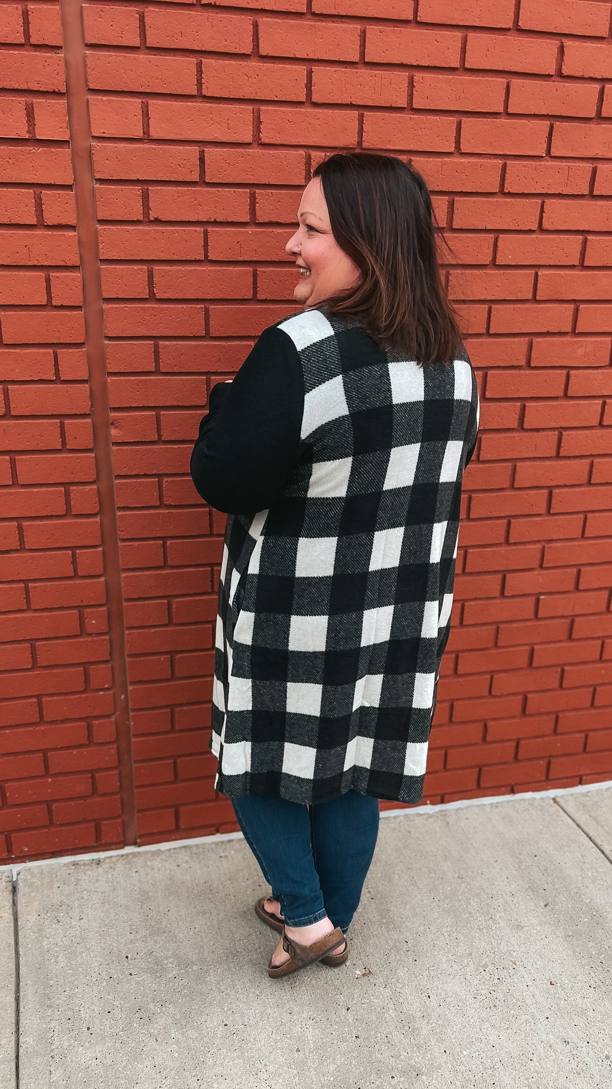 Donna Plaid Cardigan: Ivory & Black