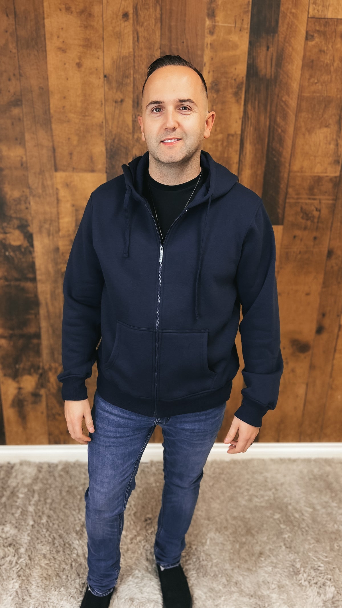 Steven Zip Up Hoodie: Navy