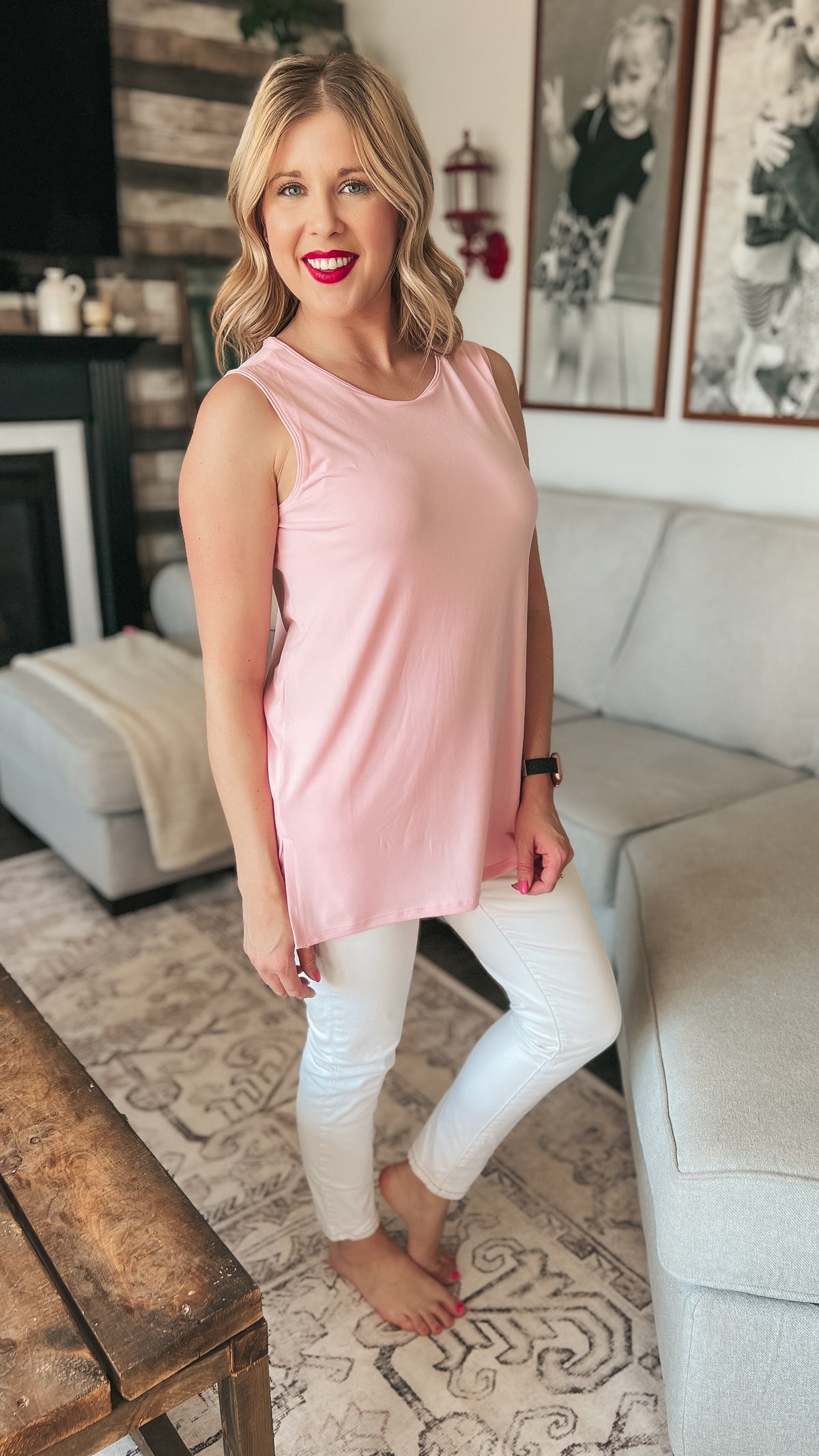 Janie Tank Top: Pink