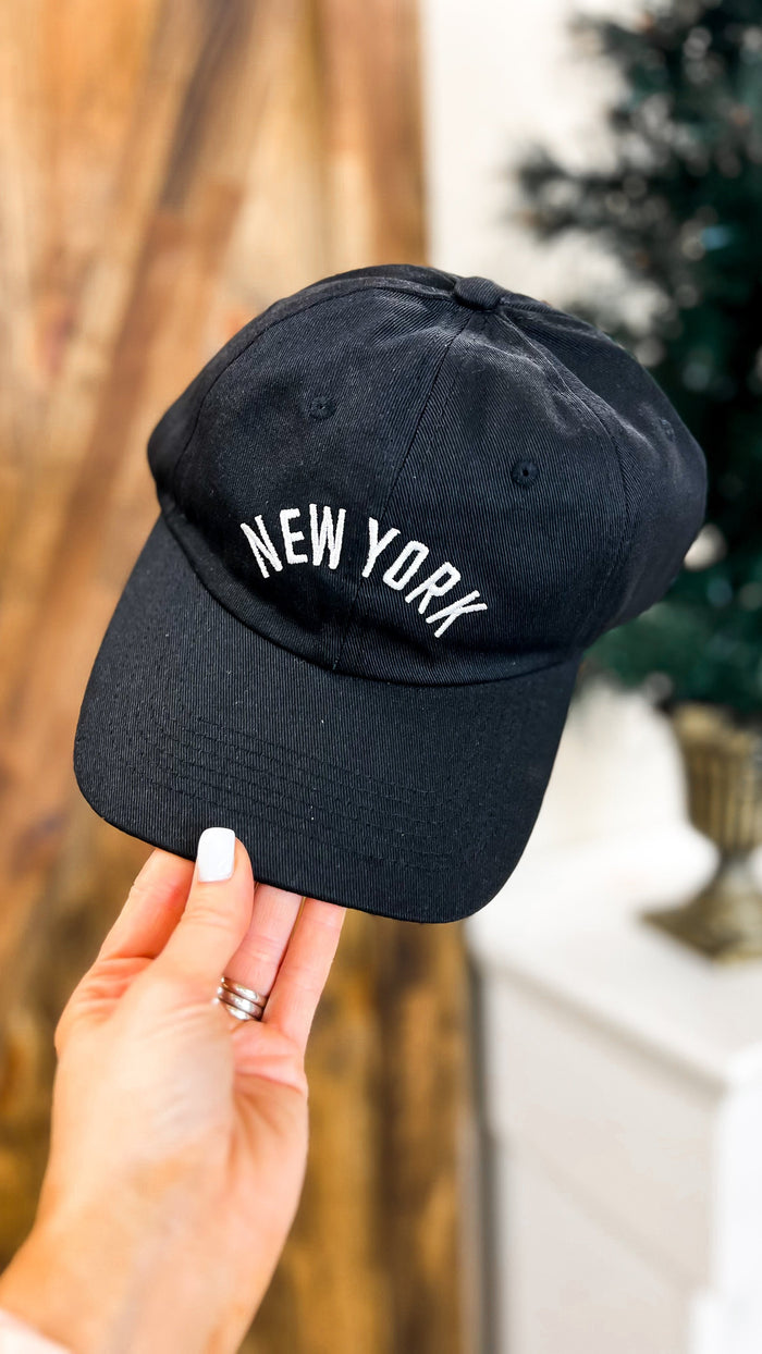 New York Baseball Hat: Black